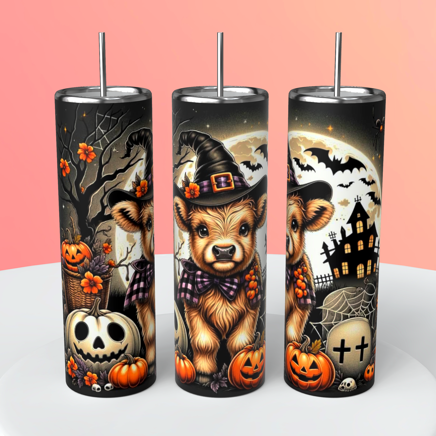 Halloween highland cow tumbler
