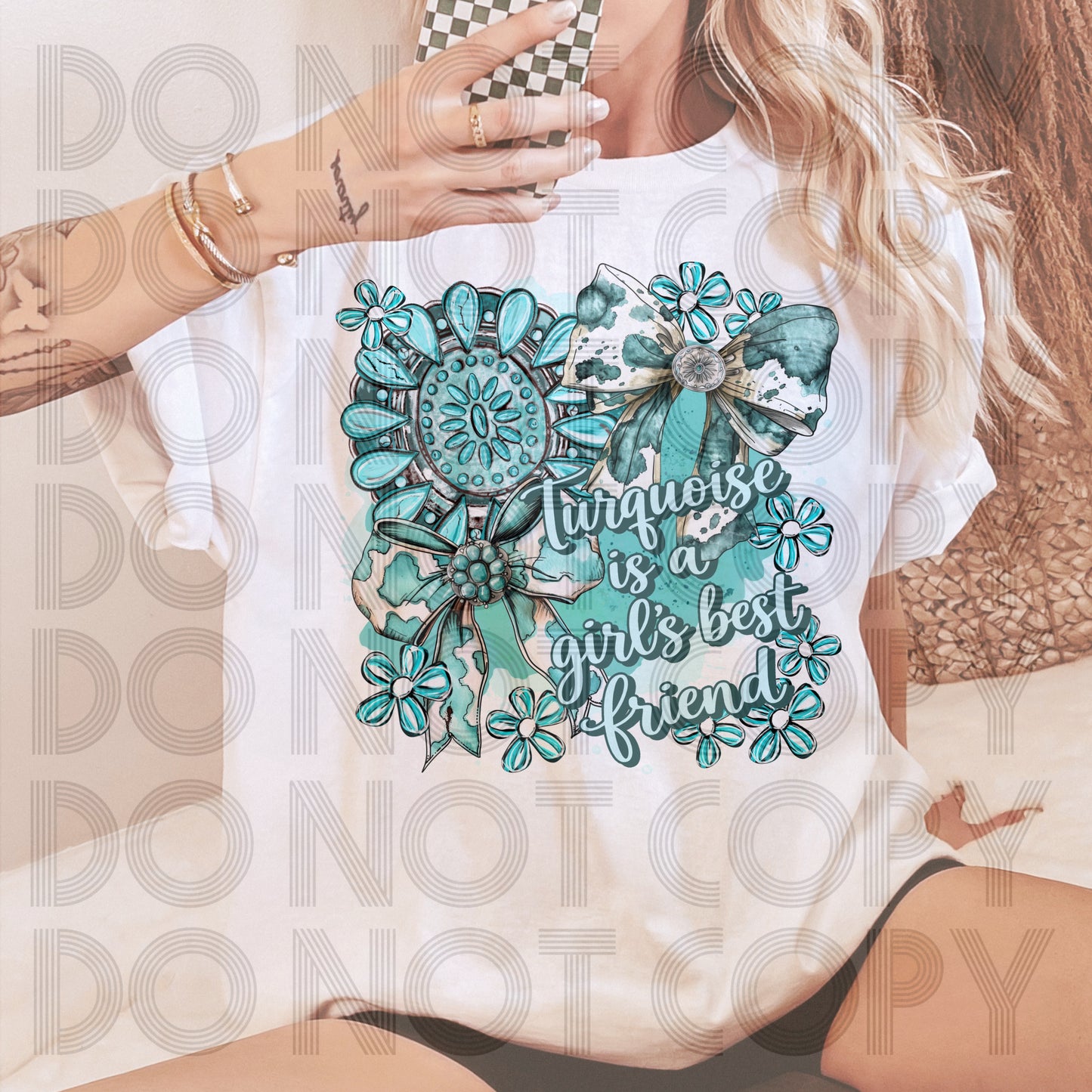 Turqoise girl best friend t shirt or crew