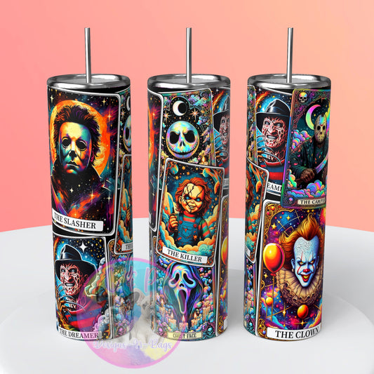 Horror tarot cards tumbler