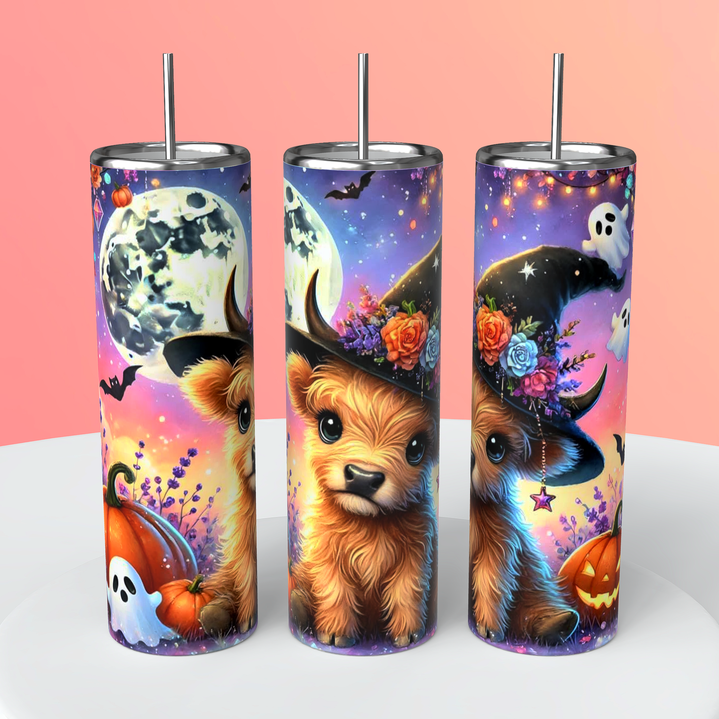 Halloween highland cow tumbler