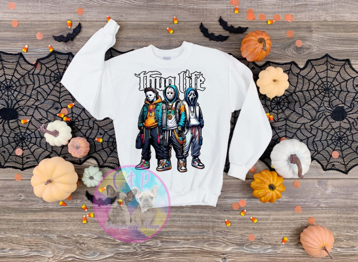 Halloween thug life t shirt or crew