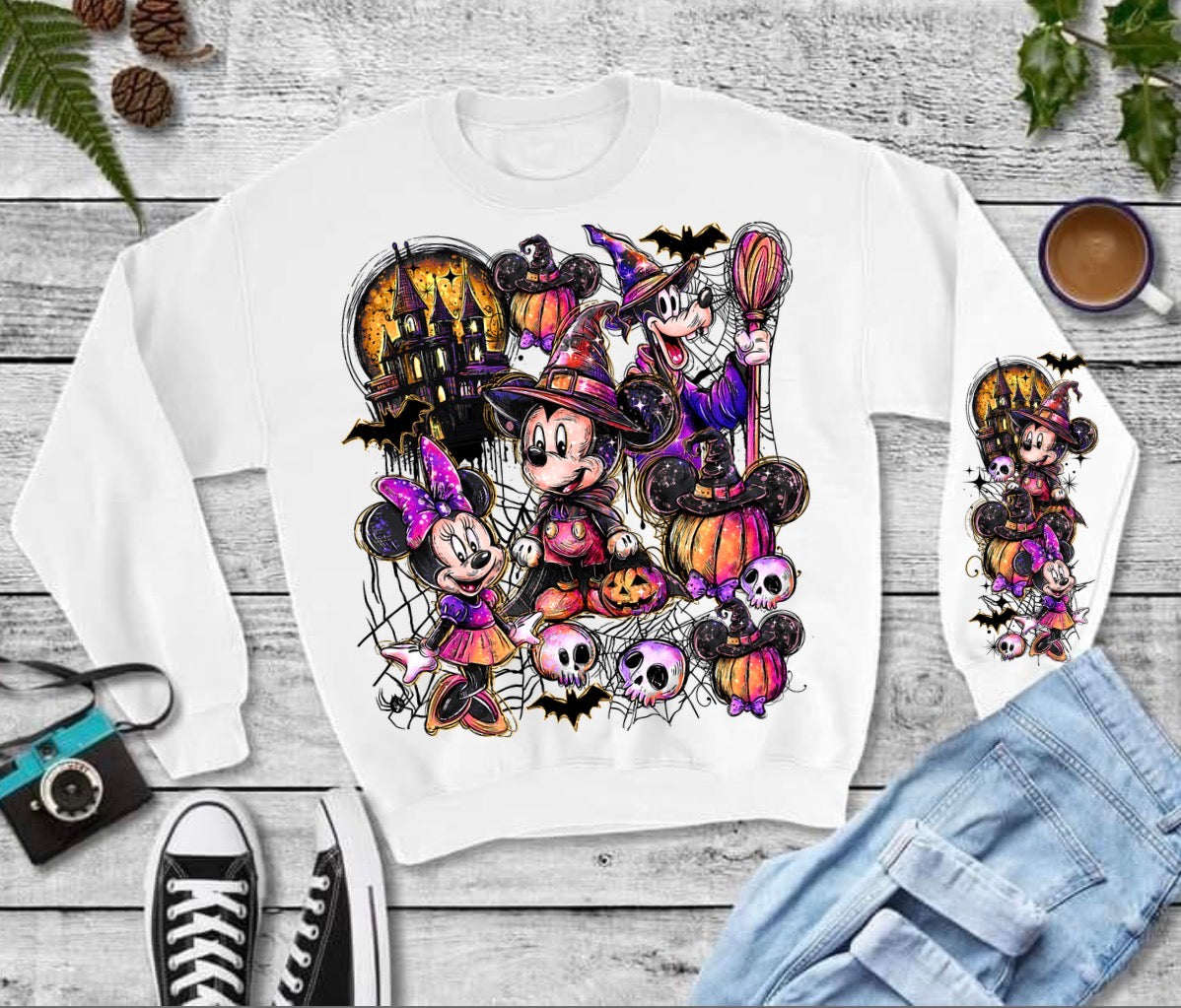 Spooky characters t shirt or crew