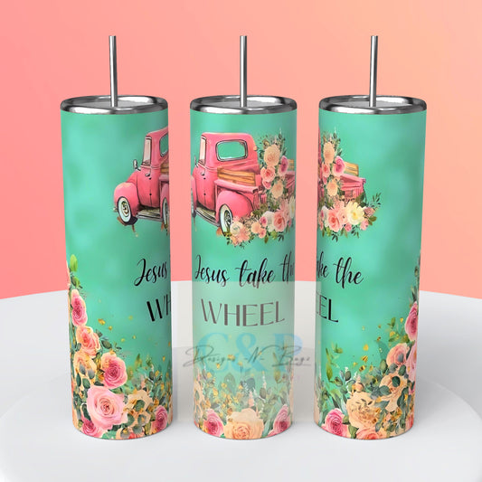 Jesus take the wheel tumbler