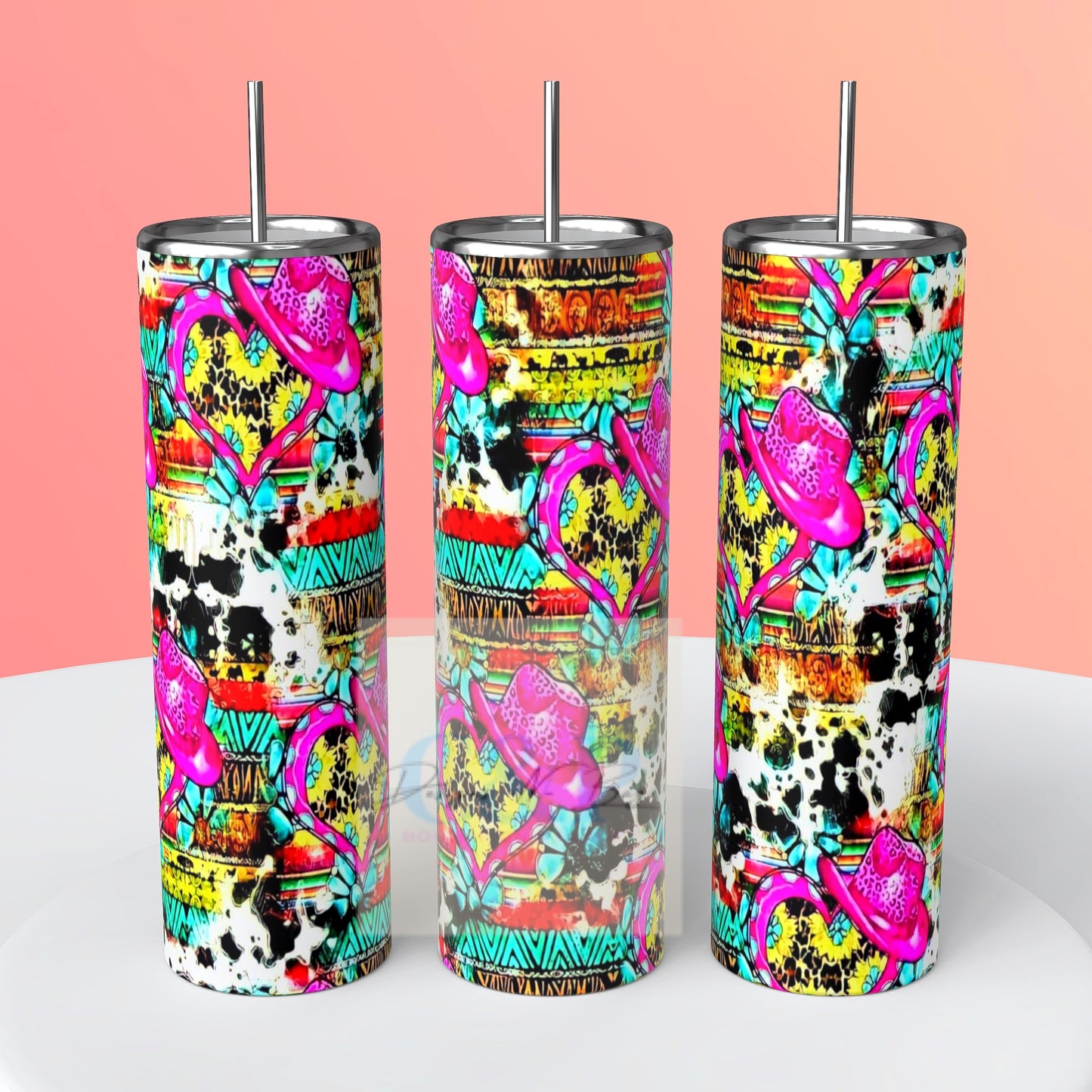Pink Hat Western tumbler