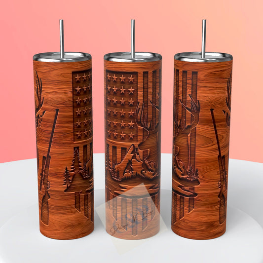 Hunting wood grain tumbler