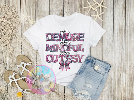 Demure t shirt or crew