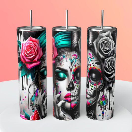 Skull girl tumbler