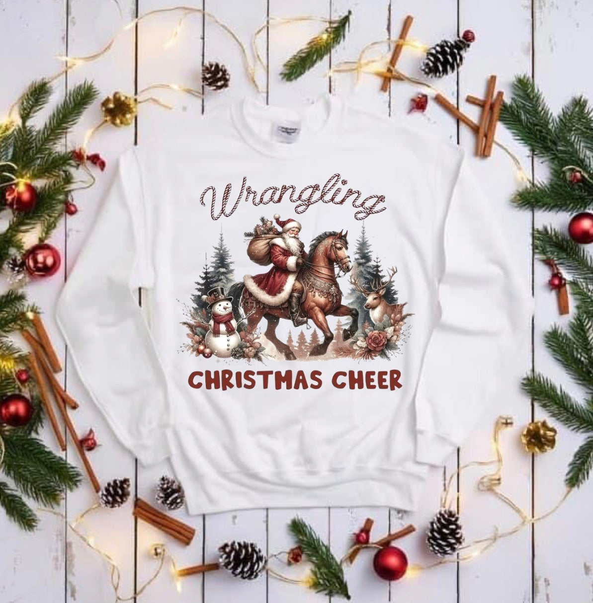 Wrangling christmas t shirt or crew