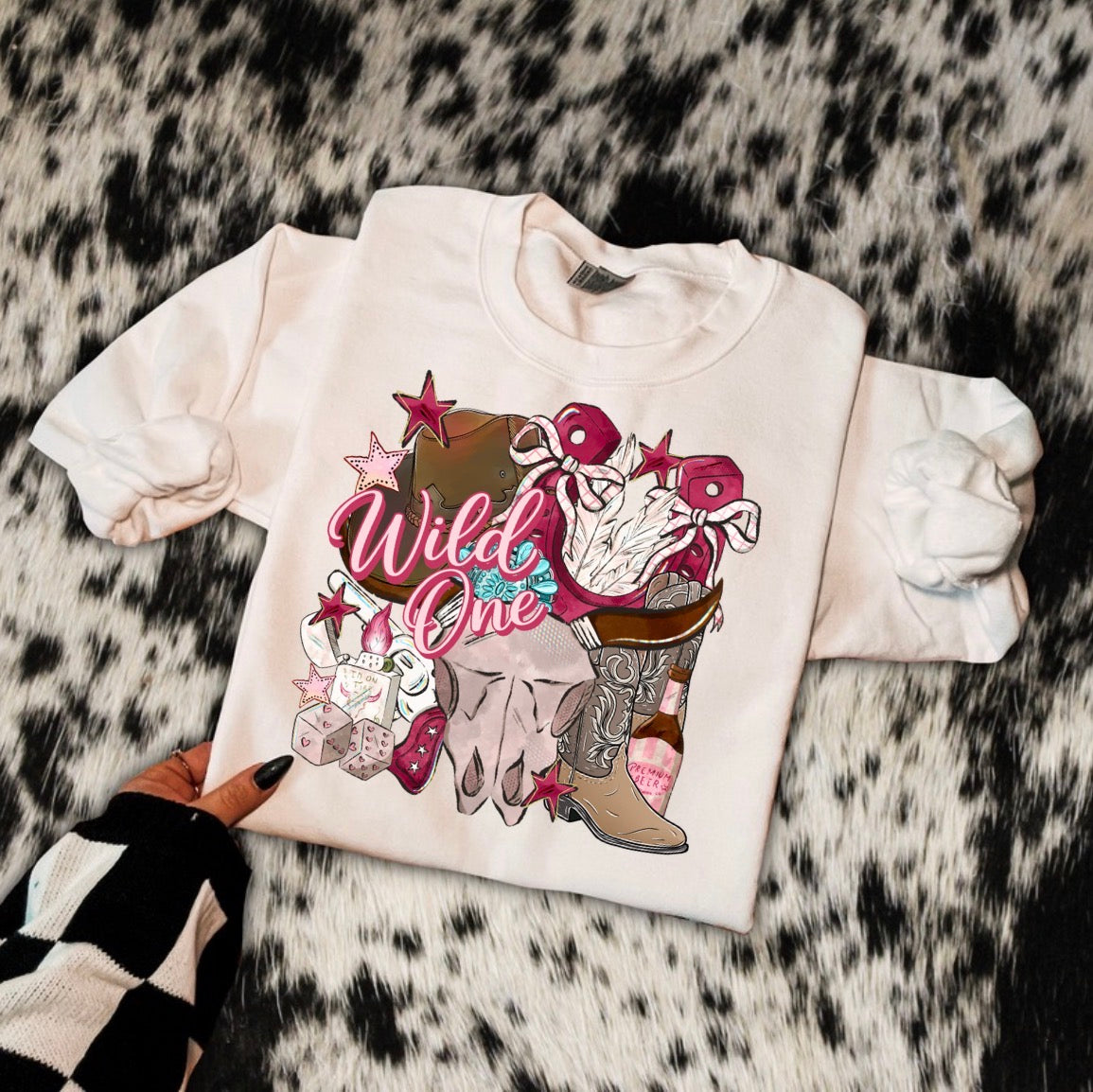 Wild one t shirt or crew
