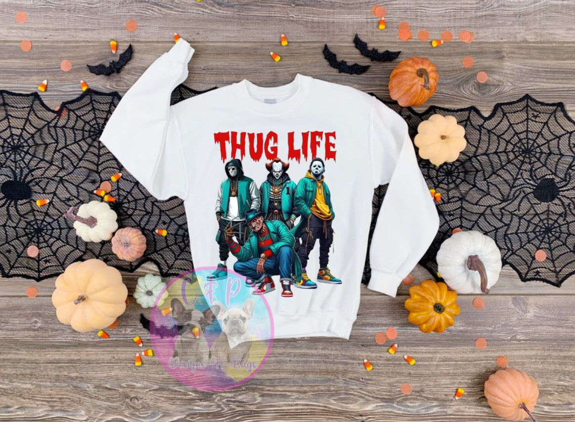 Halloween thug life t shirt or crew