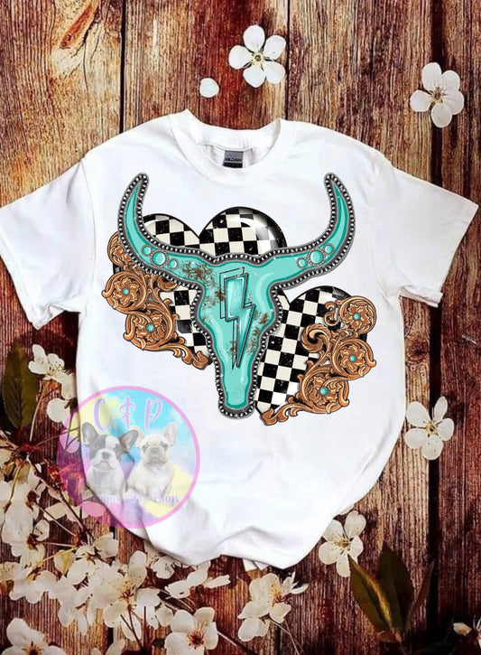 Boho leather t shirt