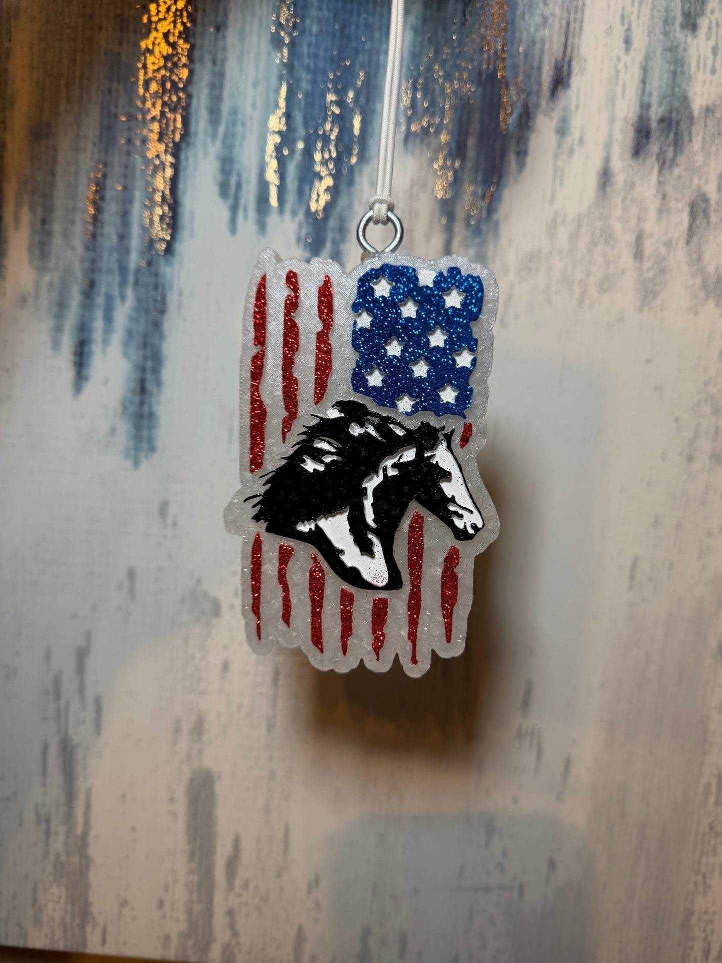 American Flag Horse car freshie
