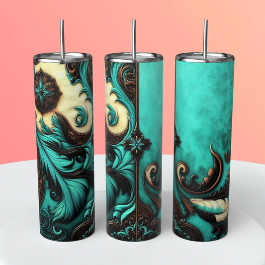 Turqoise leather Tumbler