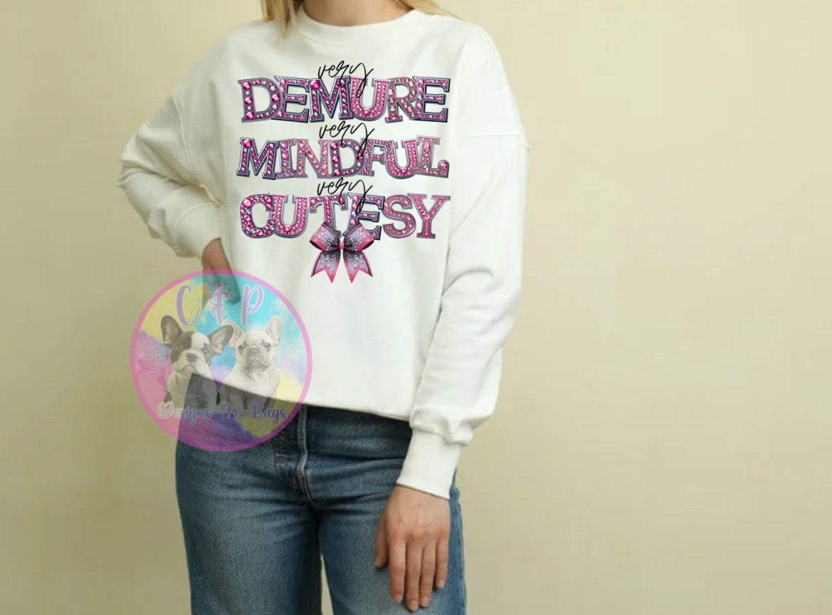 Demure t shirt or crew