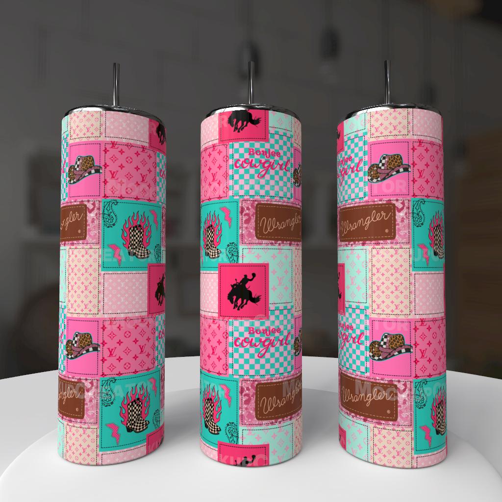 Pink western wrangler tumbler