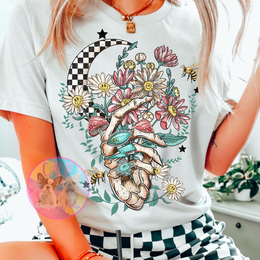 Spring Skeleton hand t shirt or crew