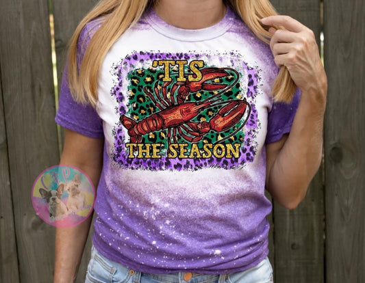 Tis the season crawfish t shirt bleached