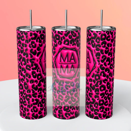 3d mama pink leopard tumbler
