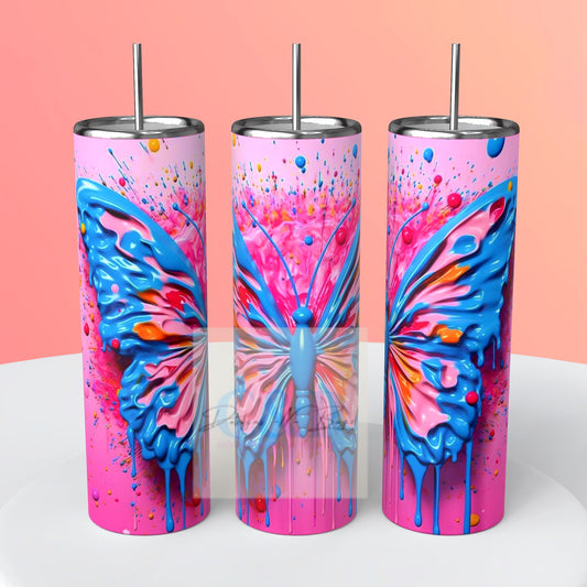 Colorful 3d butterfly tumbler