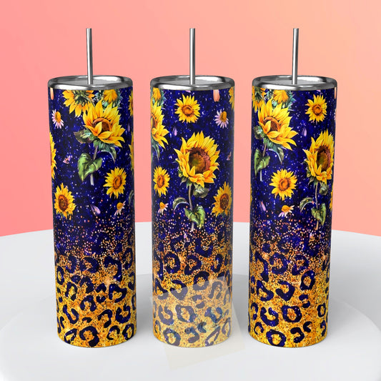 Sunflower & Leopard tumbler