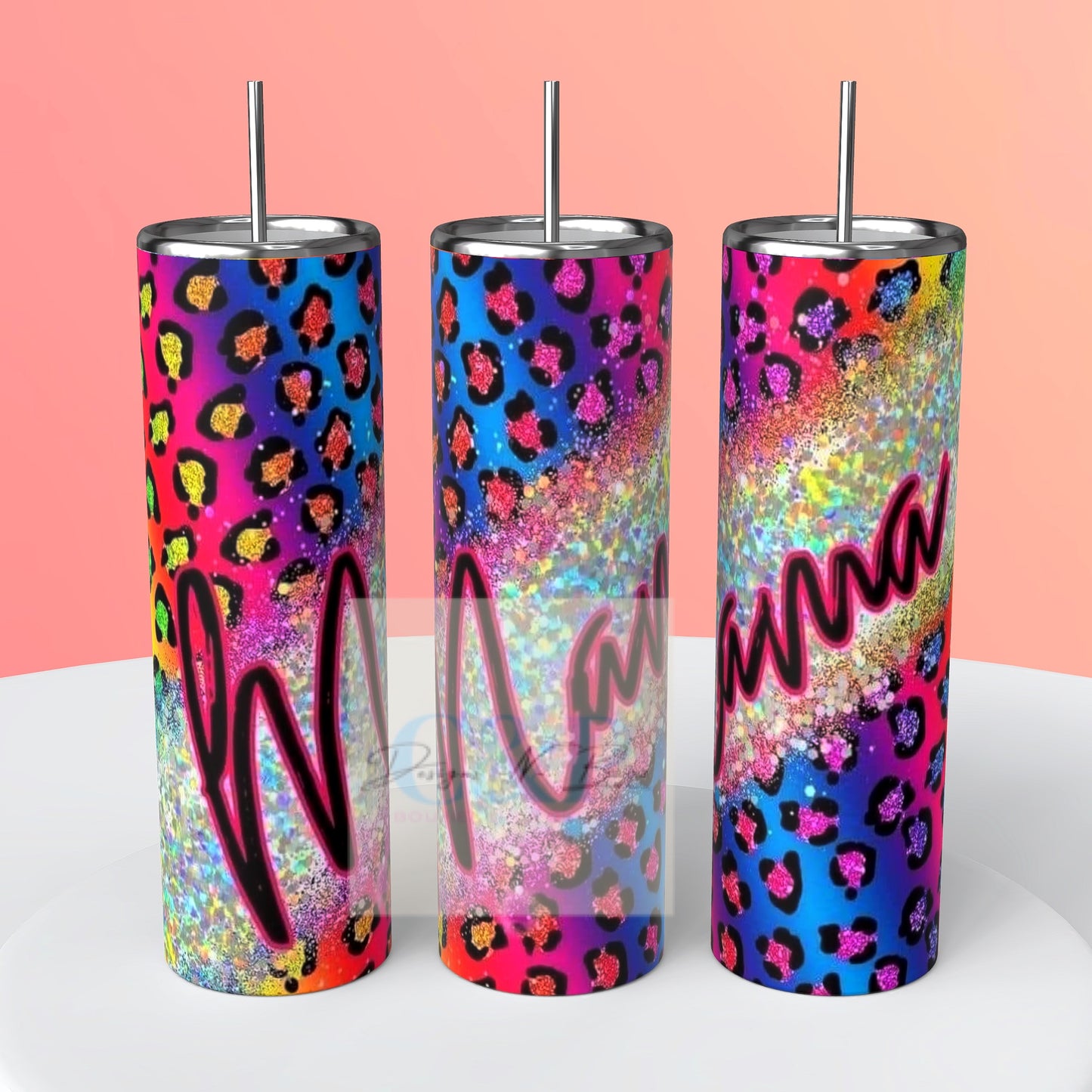 Colorful leopard mama tumbler