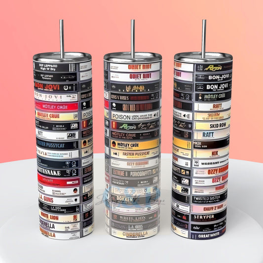 80s rock tape tumbler